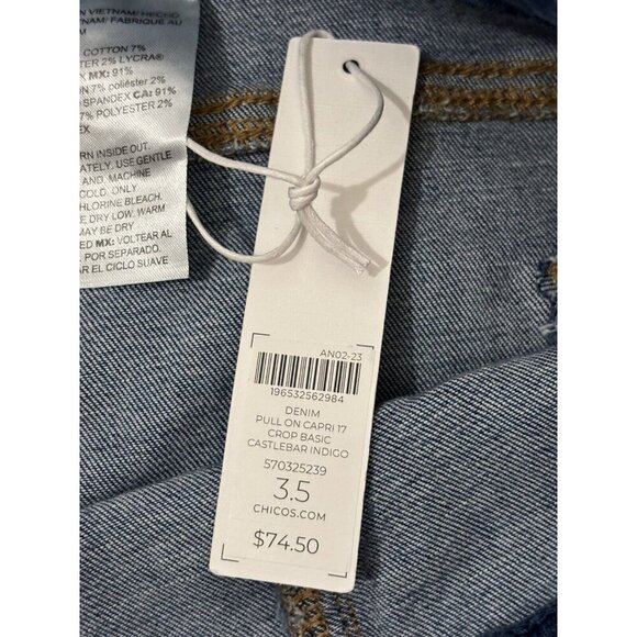 Chicos Capri Denim Pants Women 18 Pull On Medium Wash - Picture 11 of 14